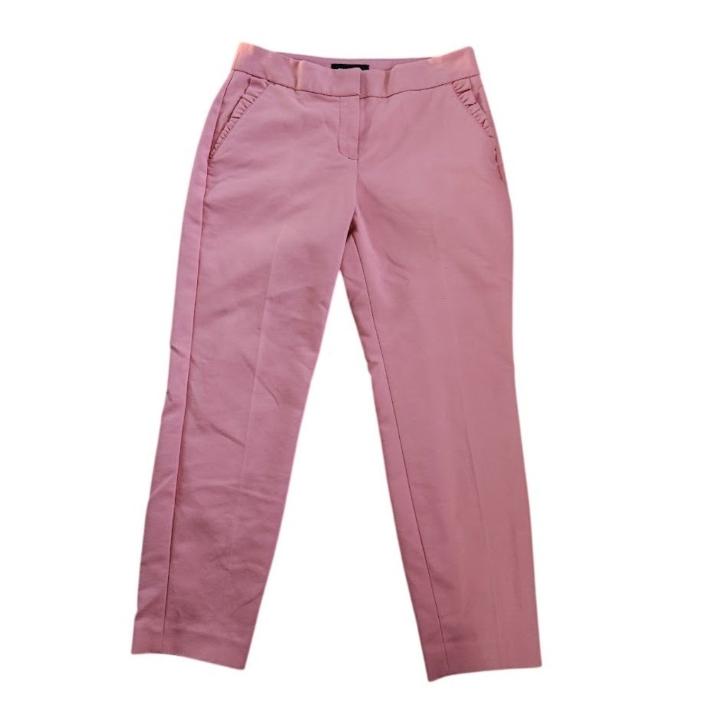 Express‎ Pink Columnist Ankle Mid Rise Ruffle Pocket Dress Pants Size 0S  132
